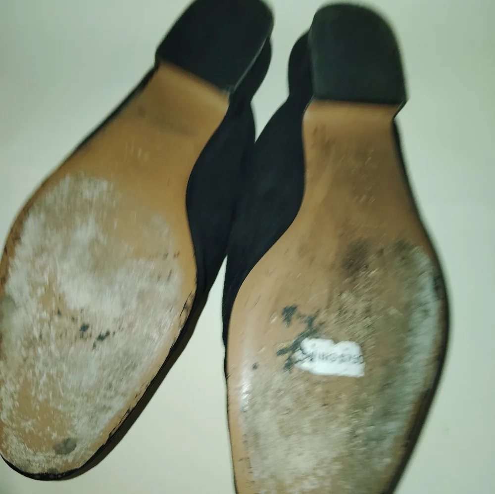 Salvatore Ferragamo LIMITED EDITION Black Suede Flat Mules Slip On Gold Logo 7 - Picture 5 of 6